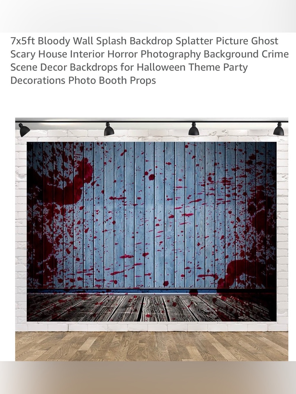 Bloody Splash Photo Backdrop – Blue Wood Plank with Red Splatter